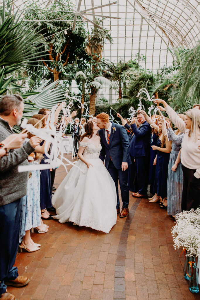 Franklin Park Conservatory wedding sendoff with ribbons